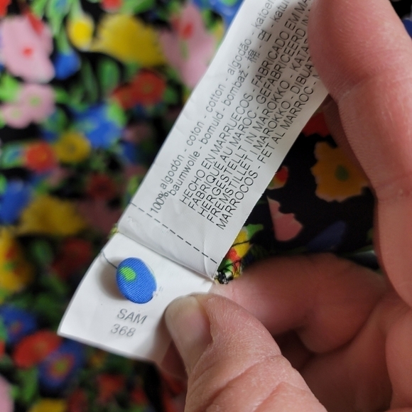 Zara Floral Puff Shoulder Mini Dress XS Dramatic Gigot Statement Sleeve Cotton - Picture 7 of 12